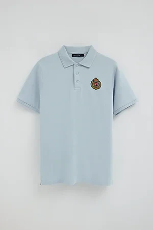 Light-blue regular-fit polo shirt with Polo Club nautical patch - Image 9