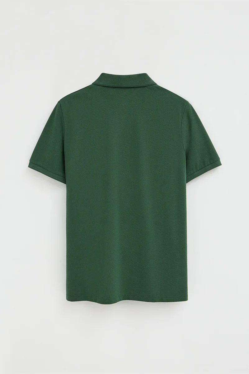 Bottle-green regular-fit polo shirt with Polo Club nautical patch - Image 8