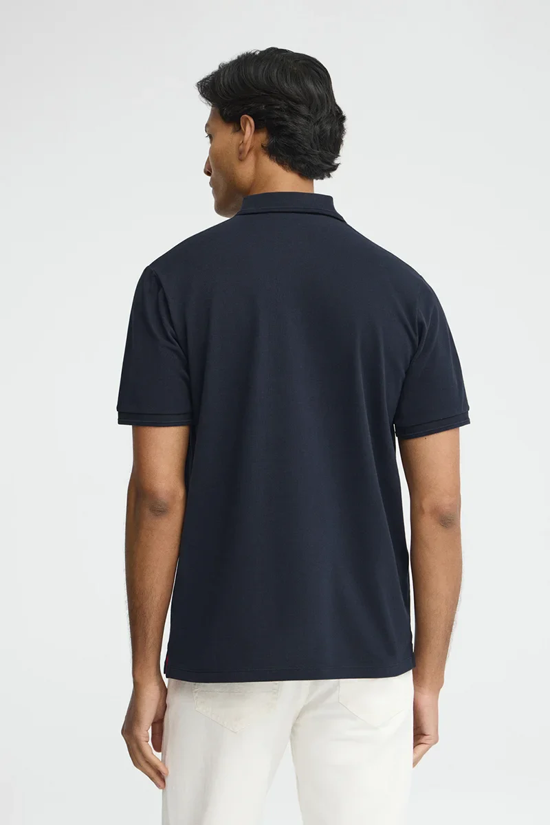 Navy-blue regular-fit polo shirt with Polo Club nautical patch - Image 5