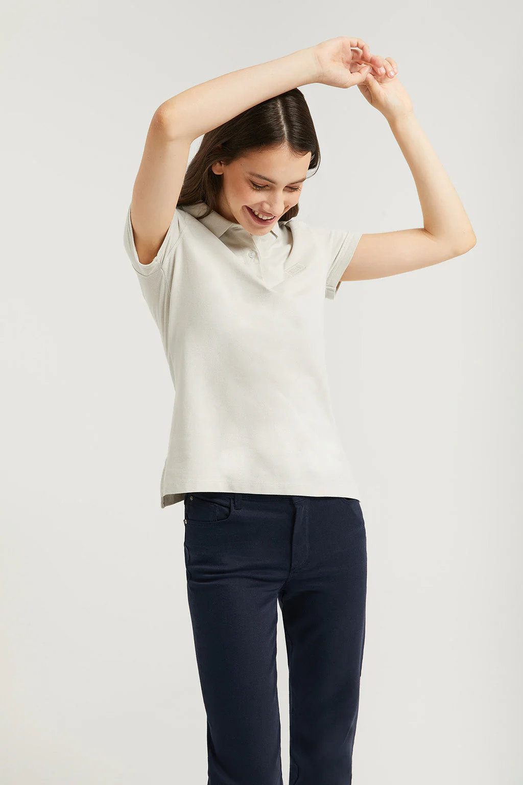 Light-grey short-sleeve pique polo shirt with Polo Club logo - Image 2
