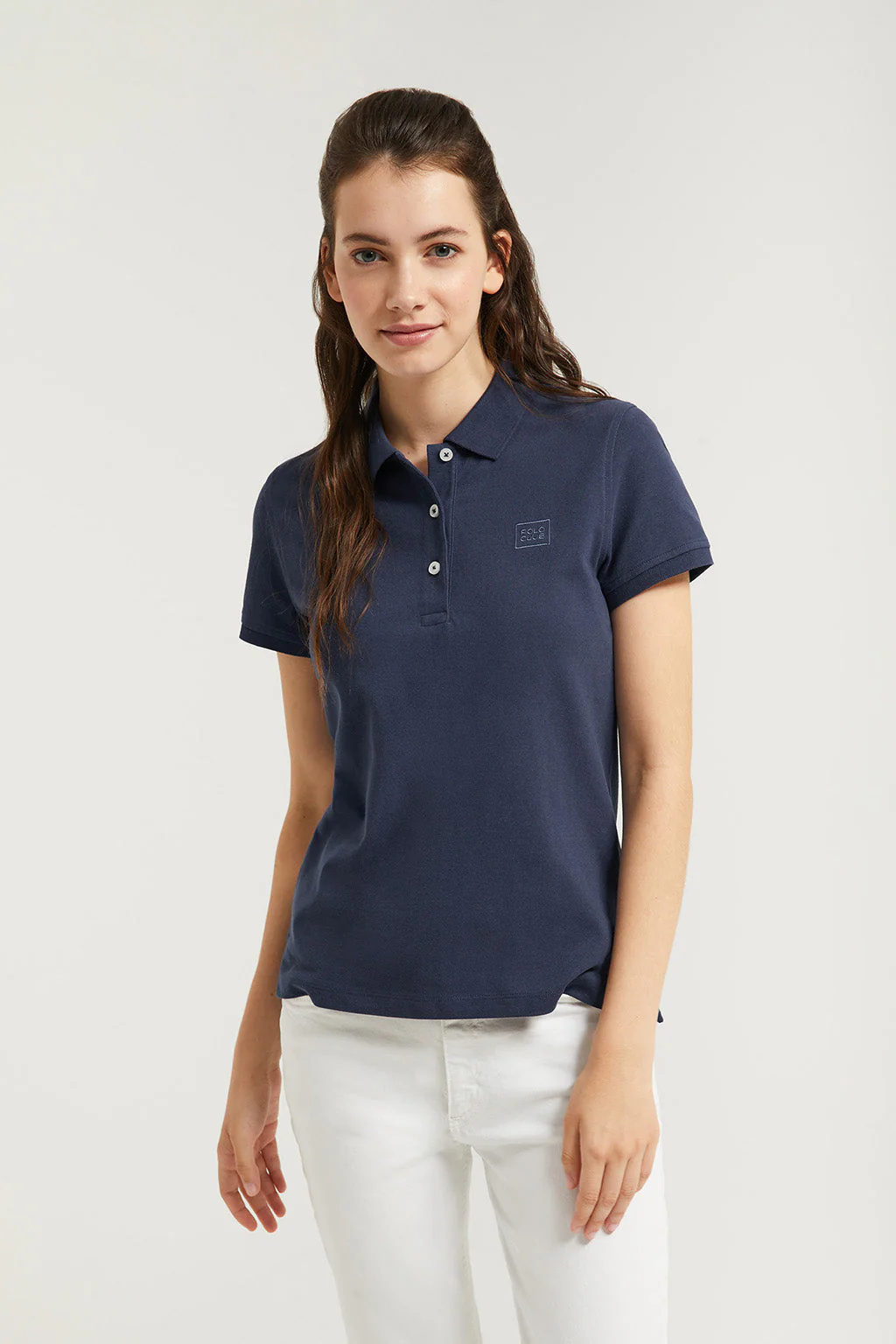 Navy-blue short-sleeve pique polo shirt with Polo Club logo - Image 3