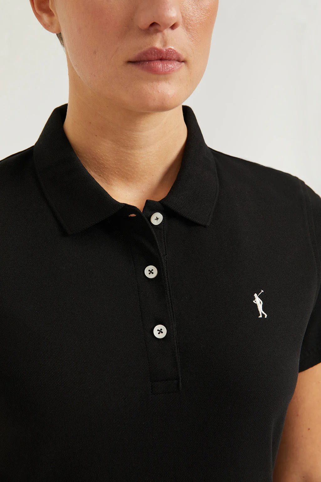 Black short-sleeve pique polo shirt with Rigby Go logo - Image 3