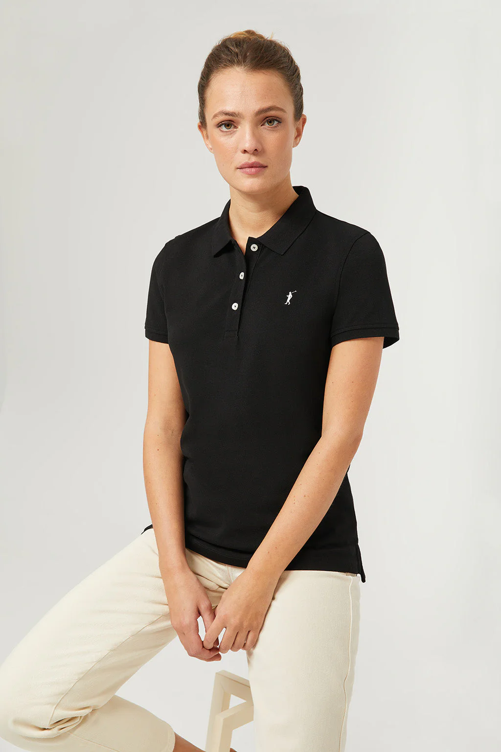 Black short-sleeve pique polo shirt with Rigby Go logo - Image 5
