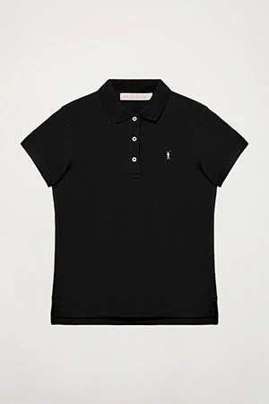 Black short-sleeve pique polo shirt with Rigby Go logo - Image 9