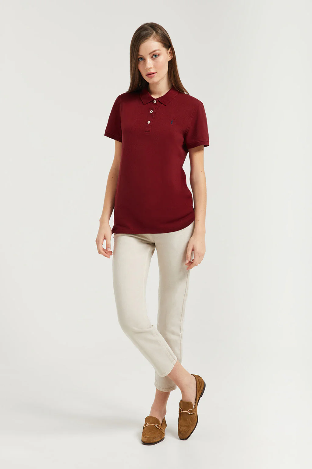 Maroon short-sleeve pique polo shirt with Rigby Go logo - Image 2