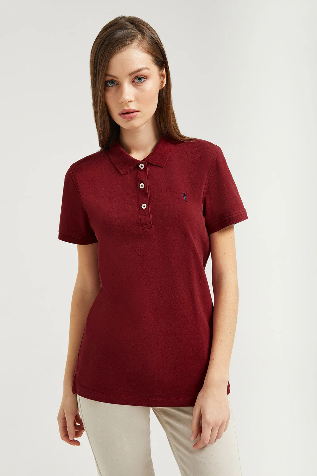 Maroon short-sleeve pique polo shirt with Rigby Go logo - Image 3