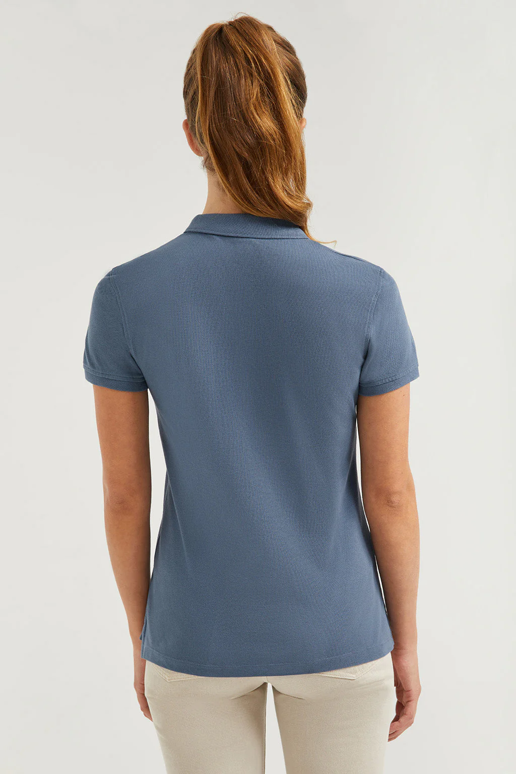 Denim-blue short-sleeve pique polo shirt with Rigby Go logo - Image 7