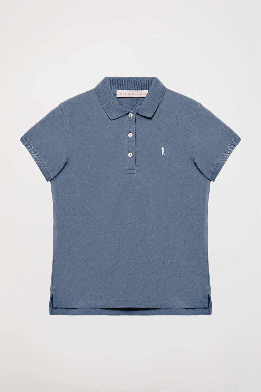 Denim-blue short-sleeve pique polo shirt with Rigby Go logo - Image 9