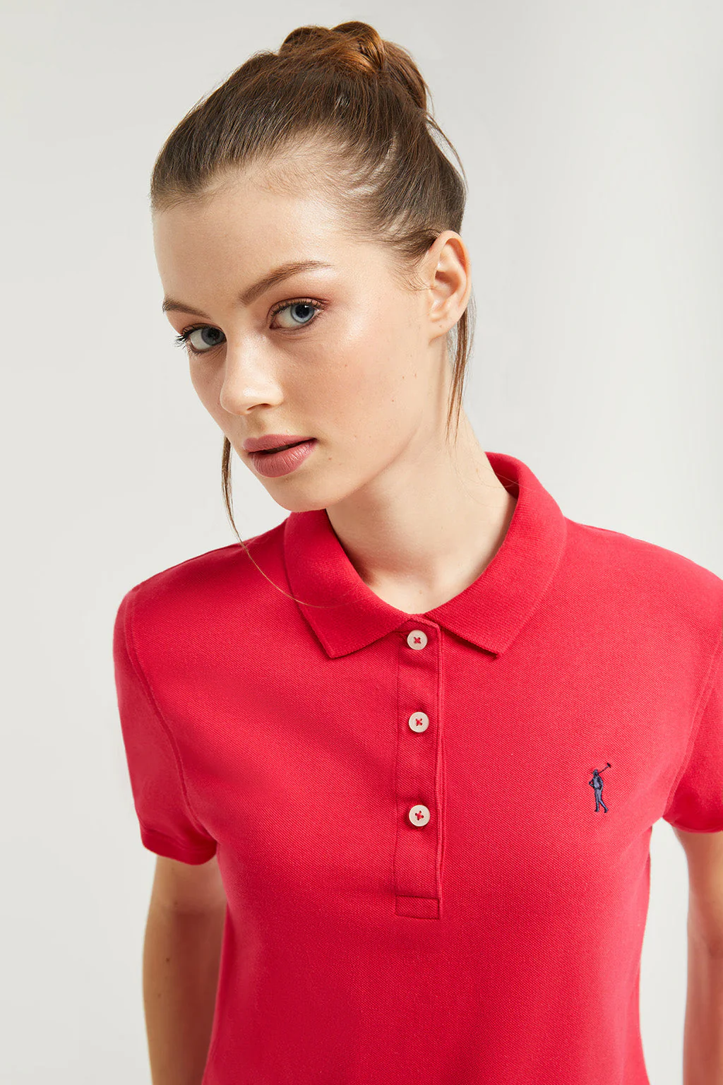 Fuchsia short-sleeve pique polo shirt with Rigby Go logo - Image 2