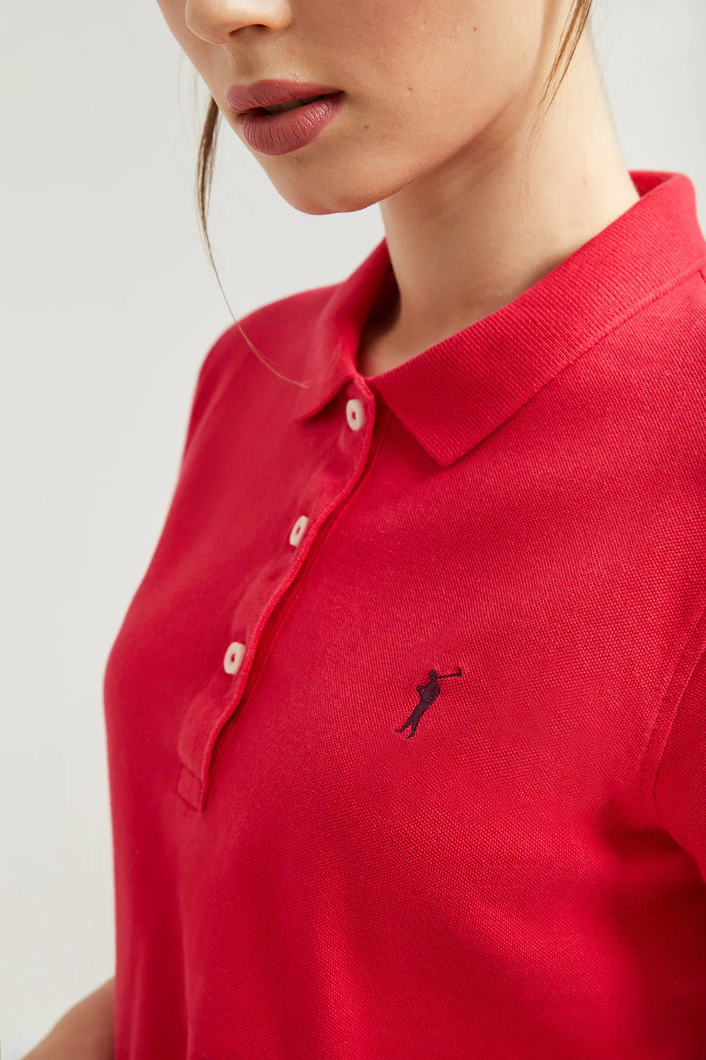 Fuchsia short-sleeve pique polo shirt with Rigby Go logo - Image 4