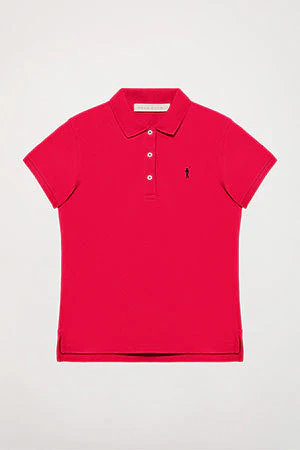 Fuchsia short-sleeve pique polo shirt with Rigby Go logo - Image 9