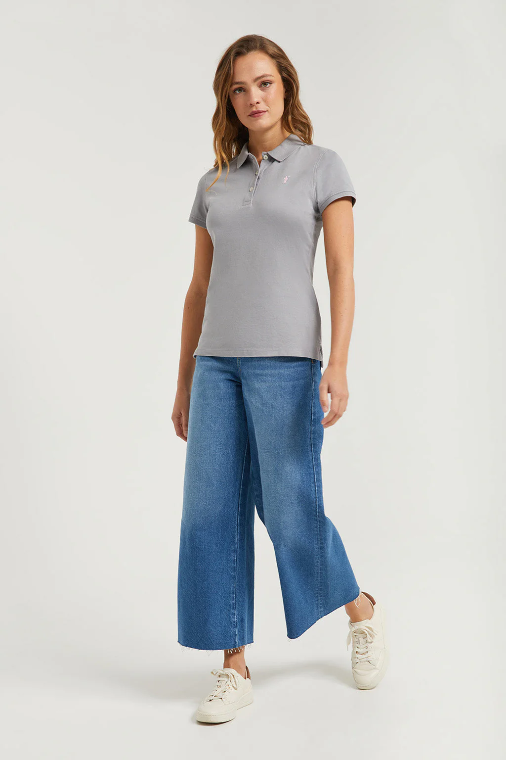 Grey short-sleeve pique polo shirt with Rigby Go logo - Image 2