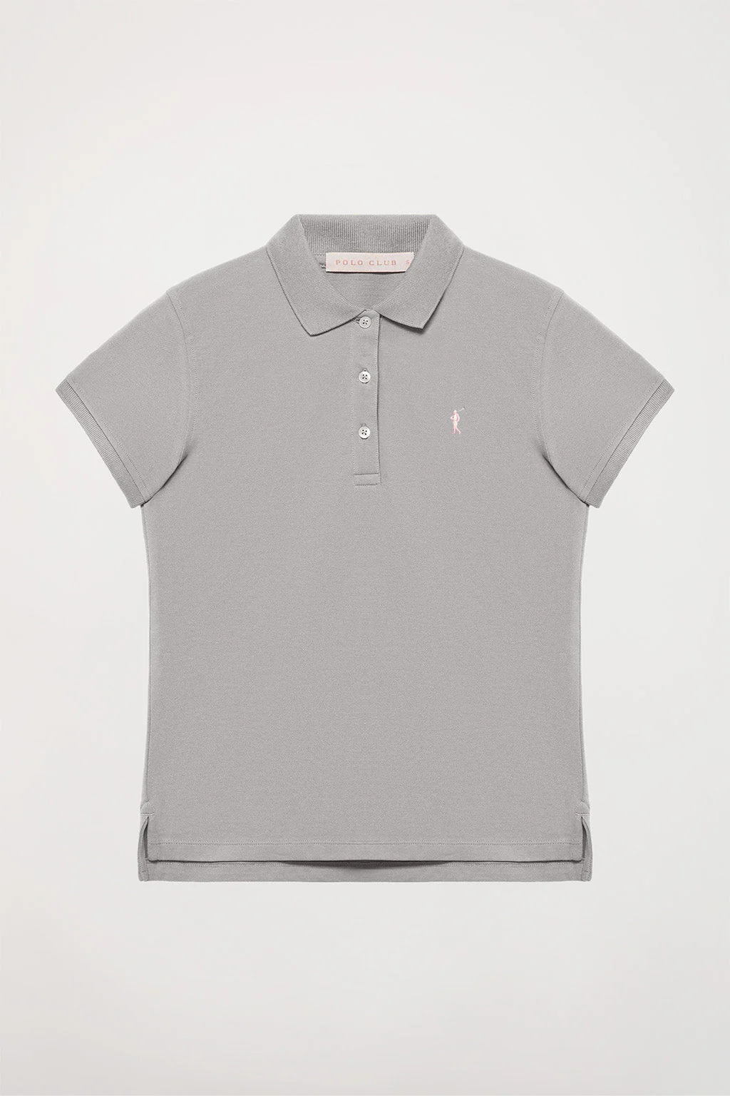 Grey short-sleeve pique polo shirt with Rigby Go logo - Image 7