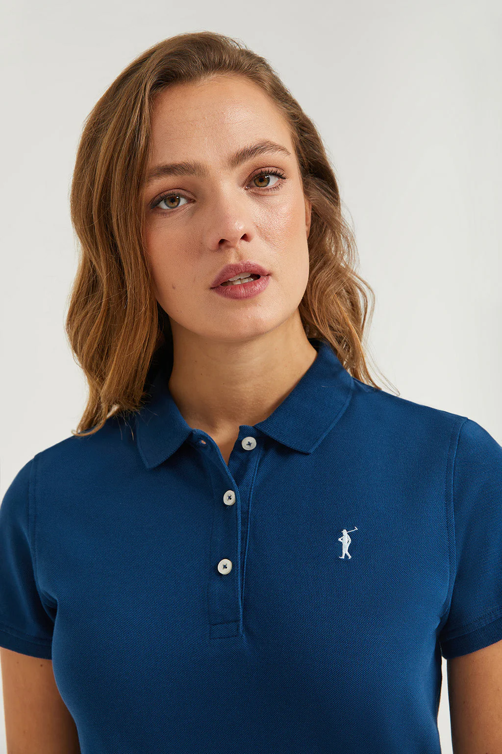 Indigo-blue short-sleeve pique polo shirt with Rigby Go logo - Image 3