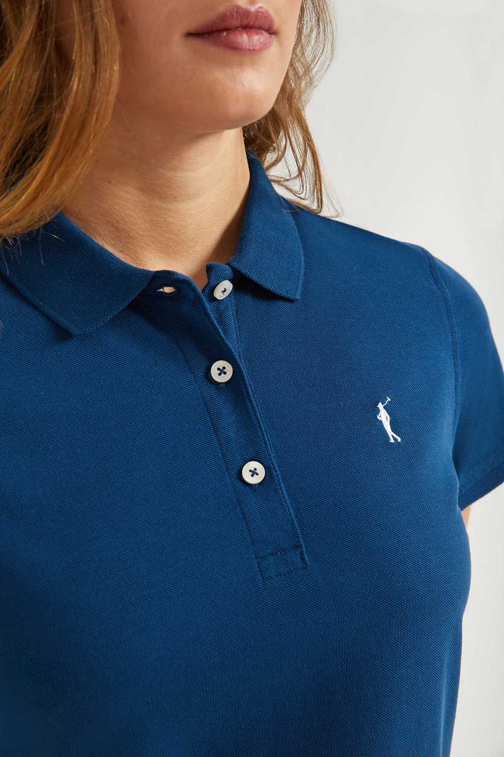 Indigo-blue short-sleeve pique polo shirt with Rigby Go logo - Image 4