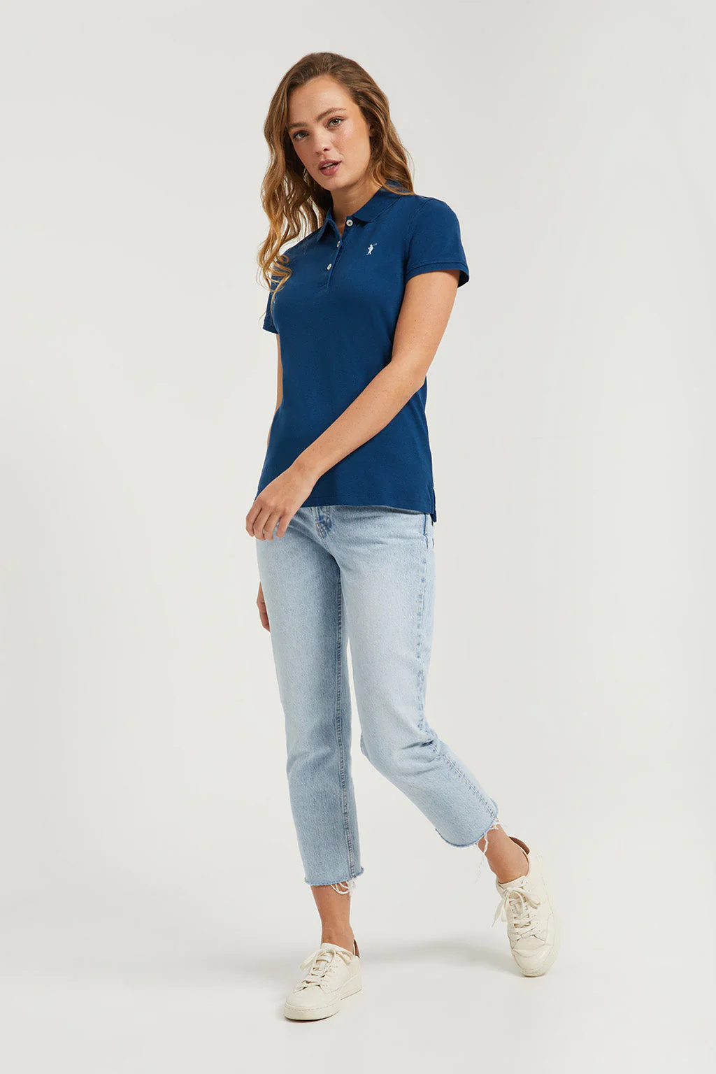 Indigo-blue short-sleeve pique polo shirt with Rigby Go logo - Image 5