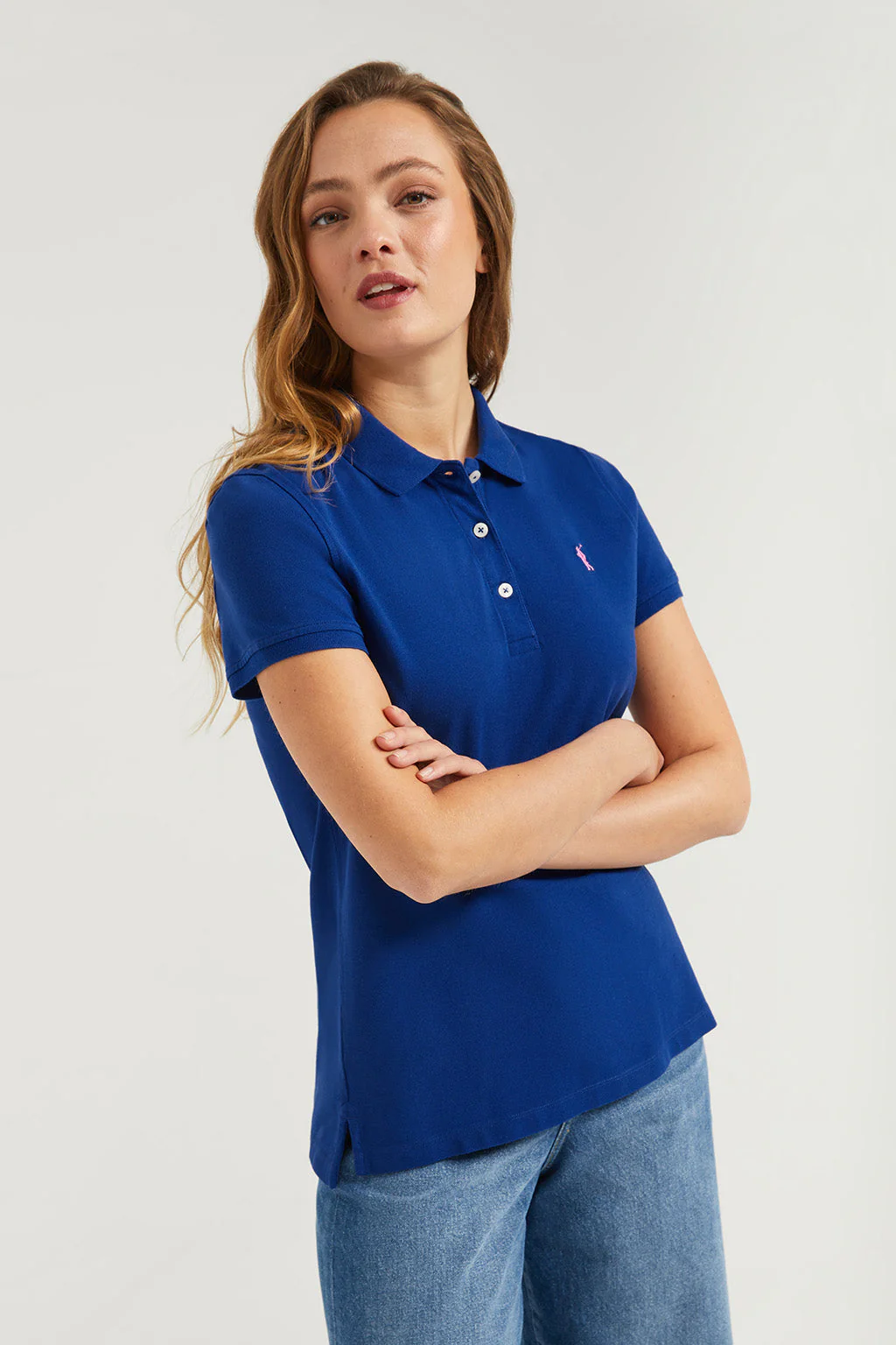 Royal-blue short-sleeve pique polo shirt with Rigby Go logo - Image 6