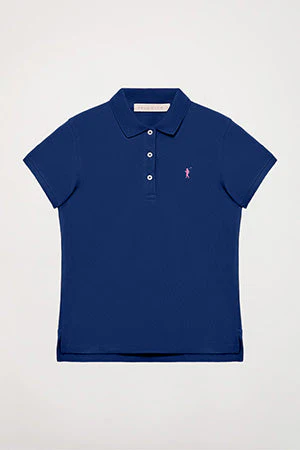 Royal-blue short-sleeve pique polo shirt with Rigby Go logo - Image 9