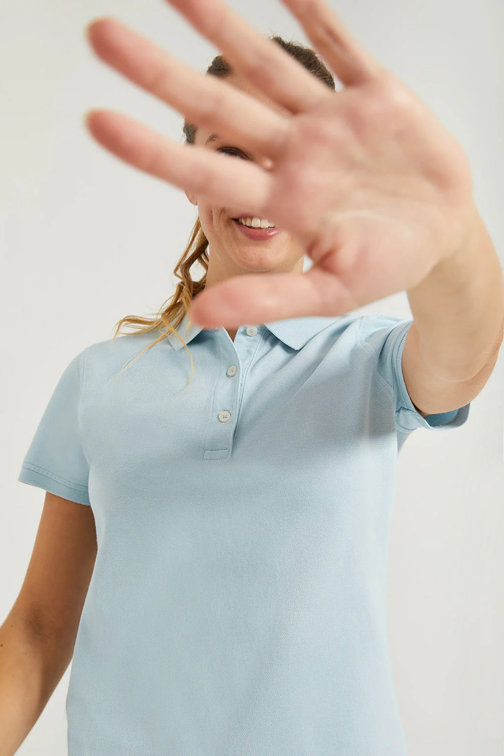 Sky-blue short-sleeve pique polo shirt with Rigby Go logo - Image 2