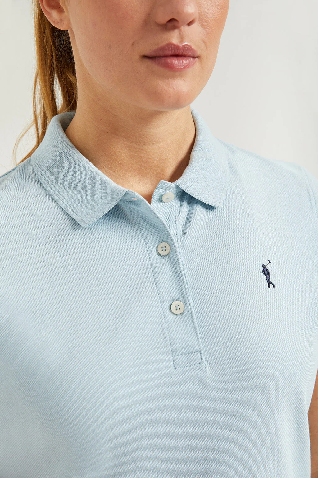 Sky-blue short-sleeve pique polo shirt with Rigby Go logo - Image 3