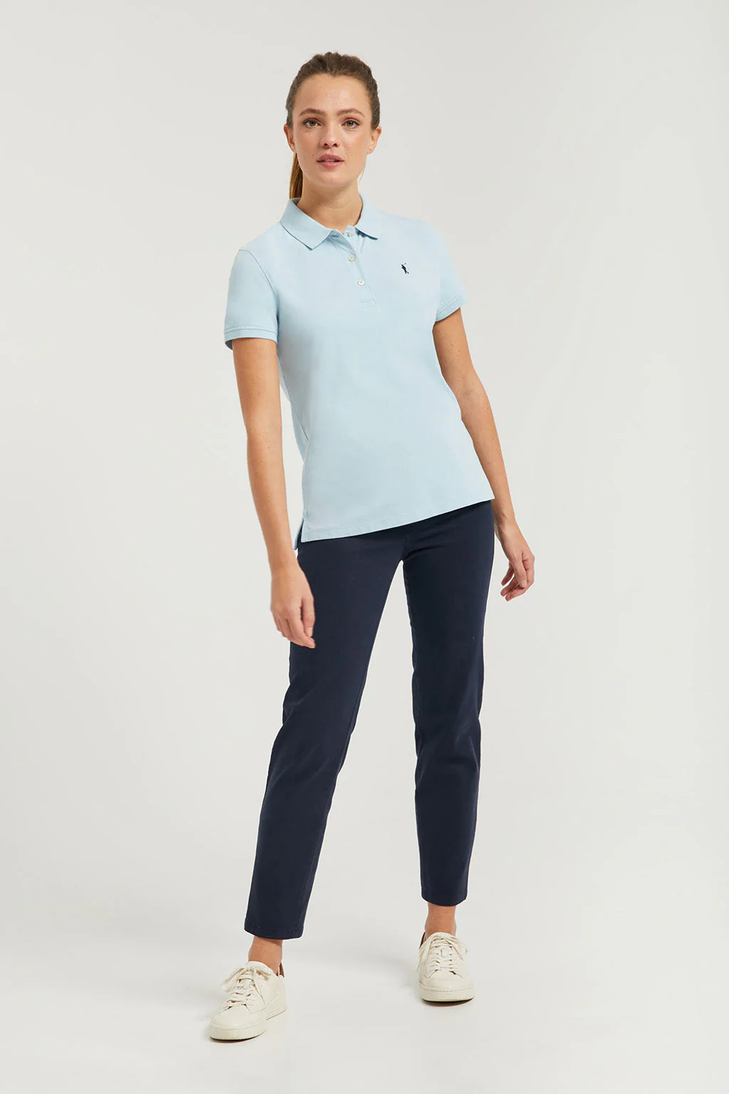 Sky-blue short-sleeve pique polo shirt with Rigby Go logo - Image 4