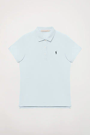 Sky-blue short-sleeve pique polo shirt with Rigby Go logo - Image 9