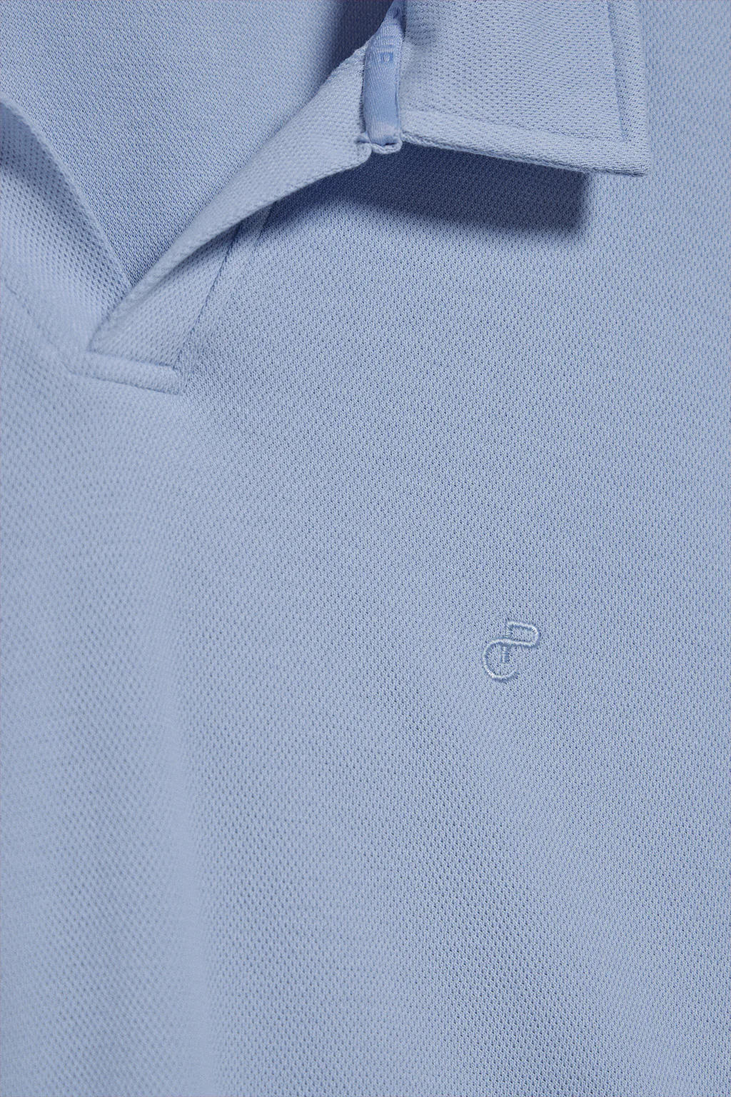 Blue buttonless polo shirt Pascal with embroidered monogram - Image 6