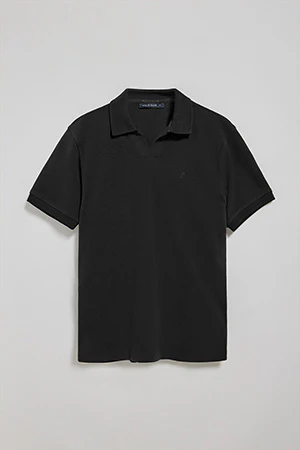 Black buttonless polo shirt Pascal with embroidered monogram - Image 8
