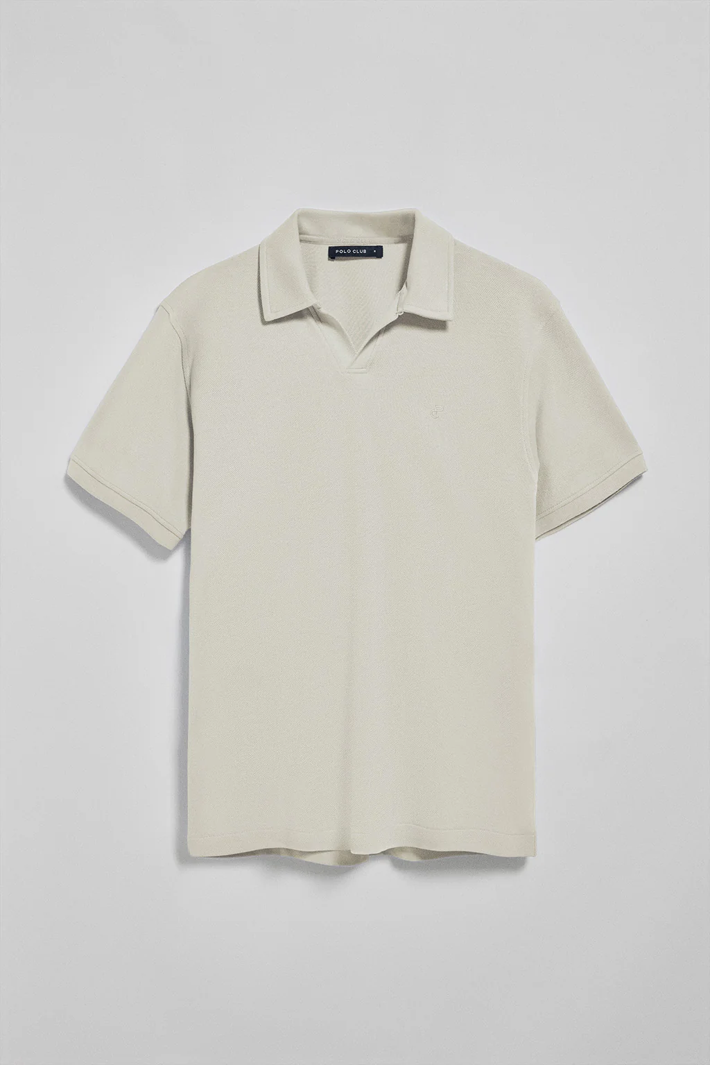 Light-grey buttonless polo shirt Pascal with embroidered monogram - Image 5