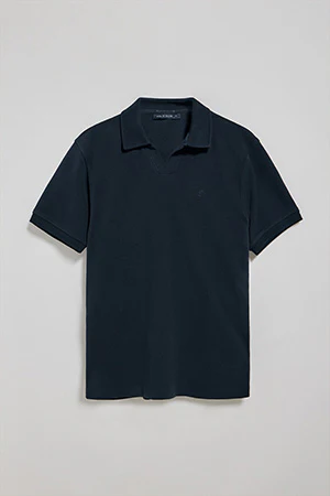 Navy-blue buttonless polo shirt Pascal with embroidered monogram - Image 9