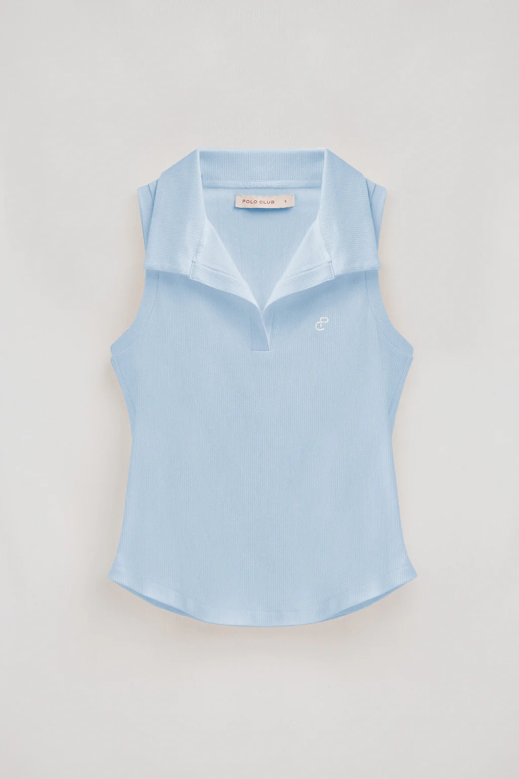 Light-blue sleeveless polo shirt with embroidered monogram - Image 7