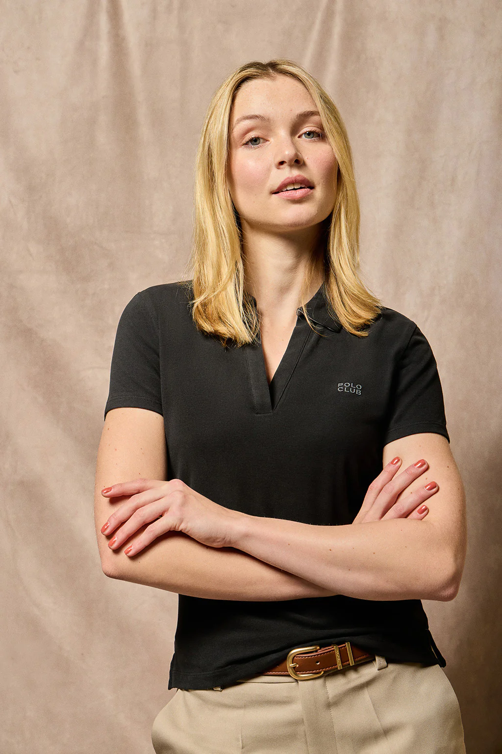 Black buttonless polo shirt Pedraza with Polo Club rubber logo - Image 12