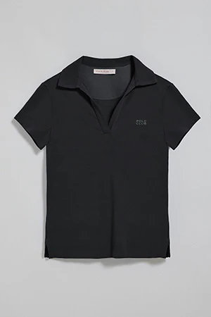 Black buttonless polo shirt Pedraza with Polo Club rubber logo - Image 9