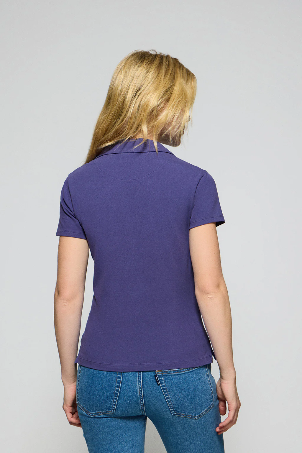 Ocean-blue buttonless polo shirt Pedraza with Polo Club rubber logo - Image 2