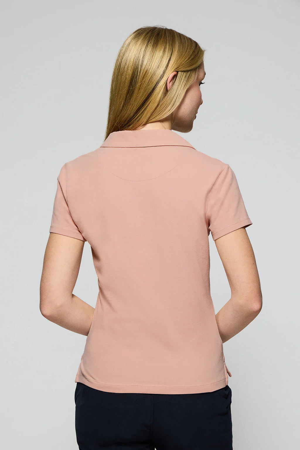 Pale-pink buttonless polo shirt Pedraza with Polo Club rubber logo - Image 2