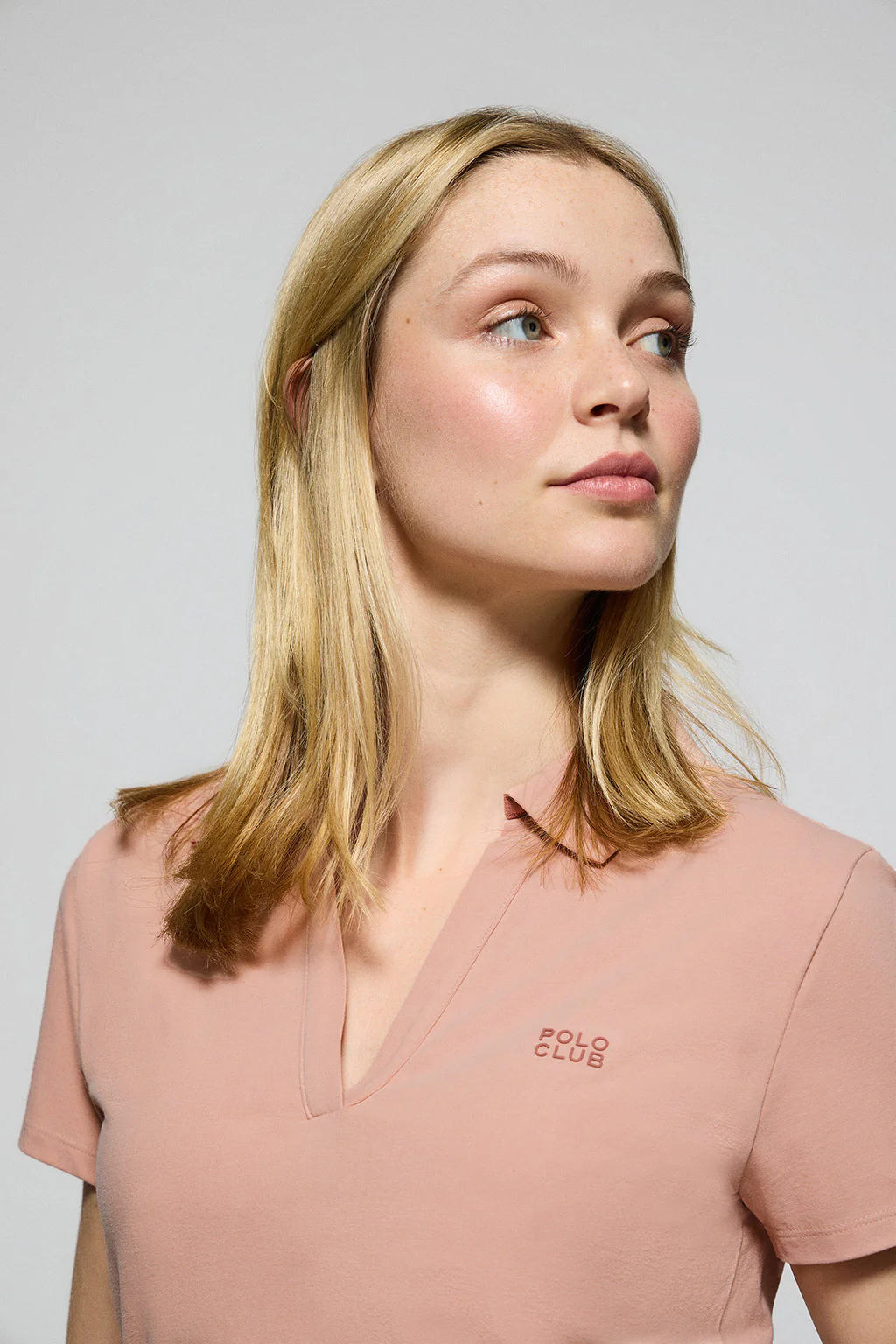 Pale-pink buttonless polo shirt Pedraza with Polo Club rubber logo - Image 3