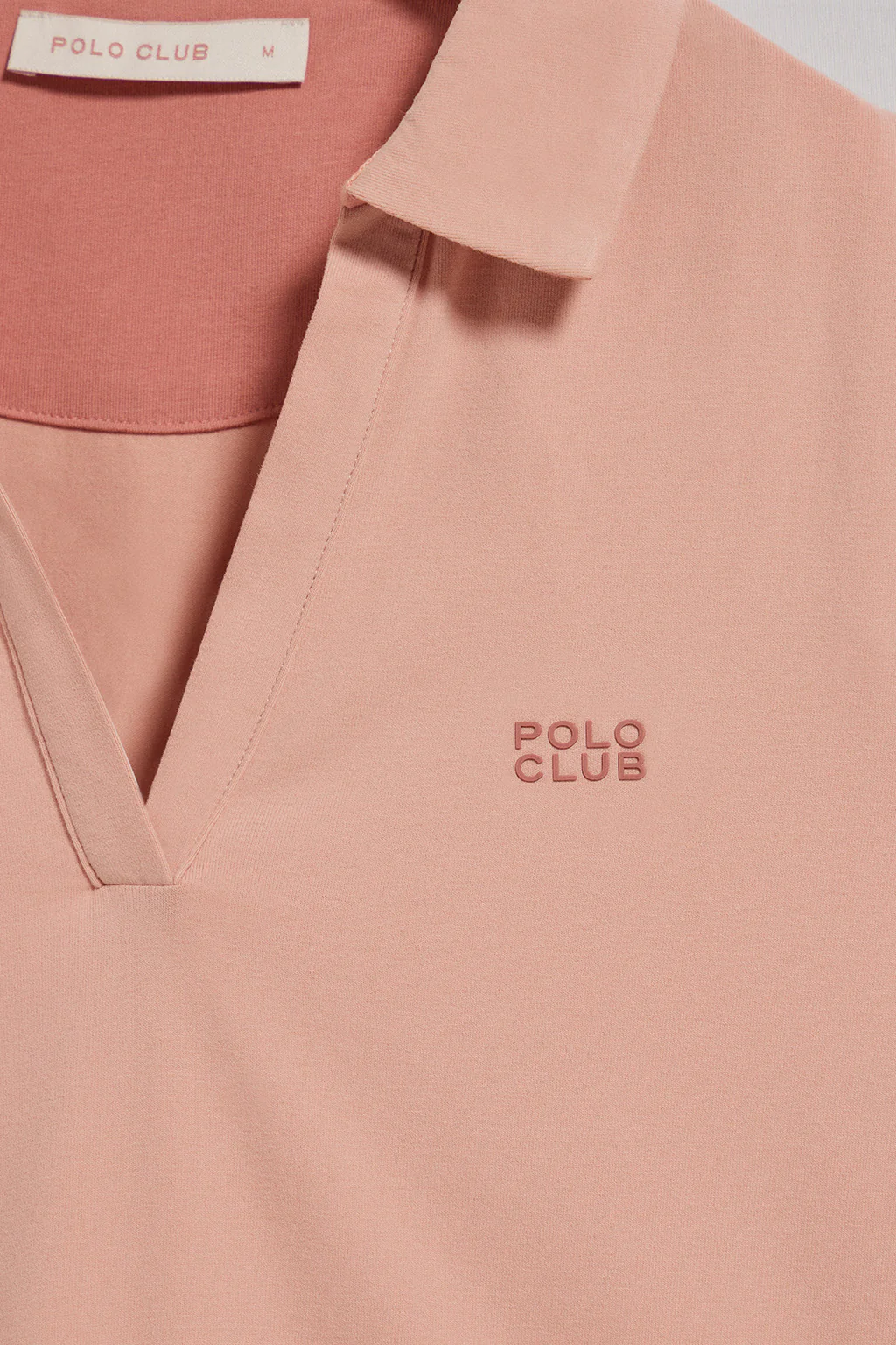 Pale-pink buttonless polo shirt Pedraza with Polo Club rubber logo - Image 7