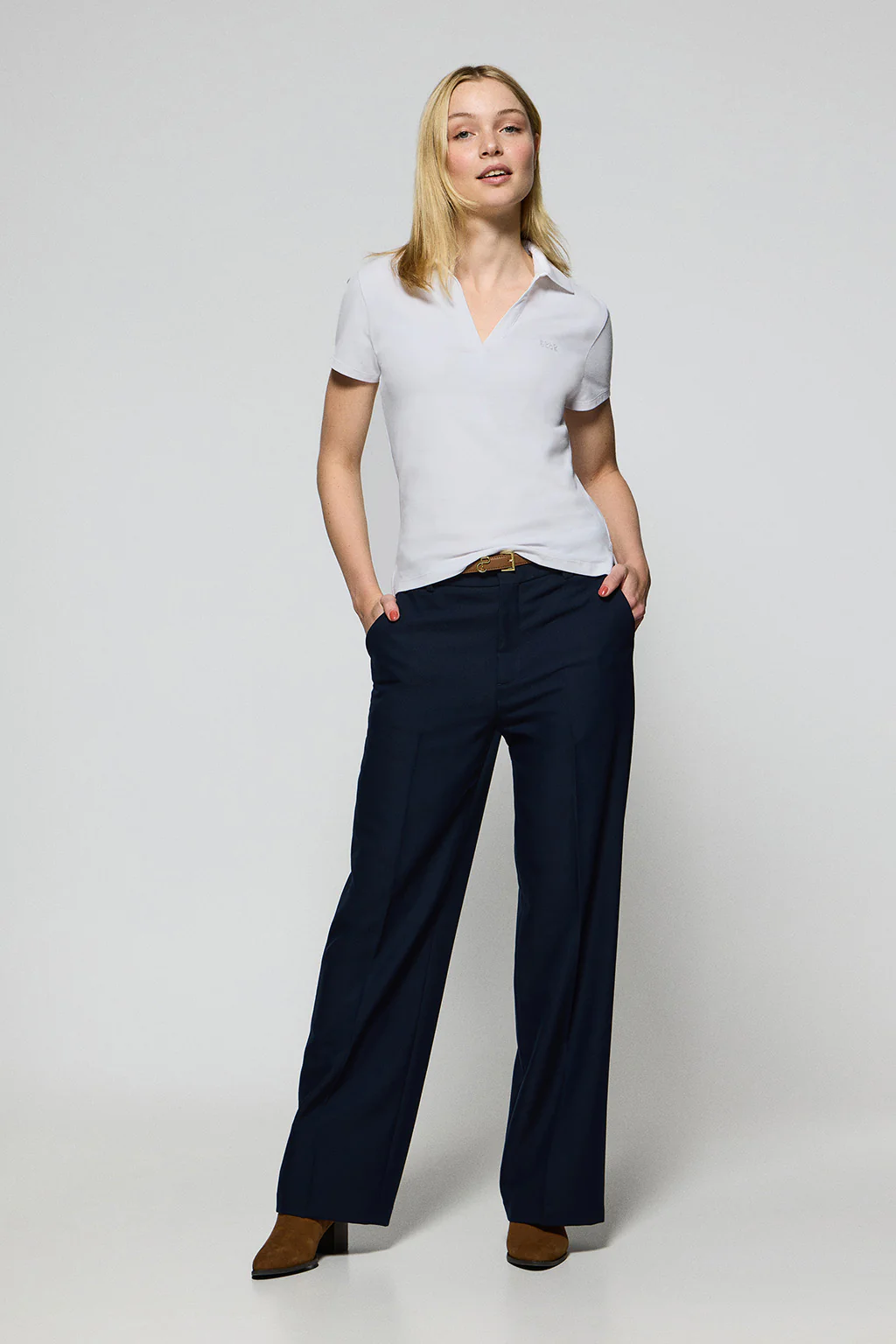 White buttonless polo shirt Pedraza with Polo Club rubber logo - Image 4