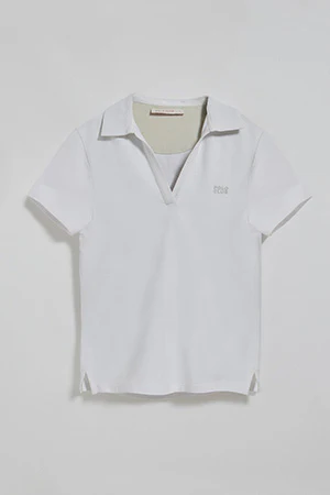 White buttonless polo shirt Pedraza with Polo Club rubber logo - Image 9