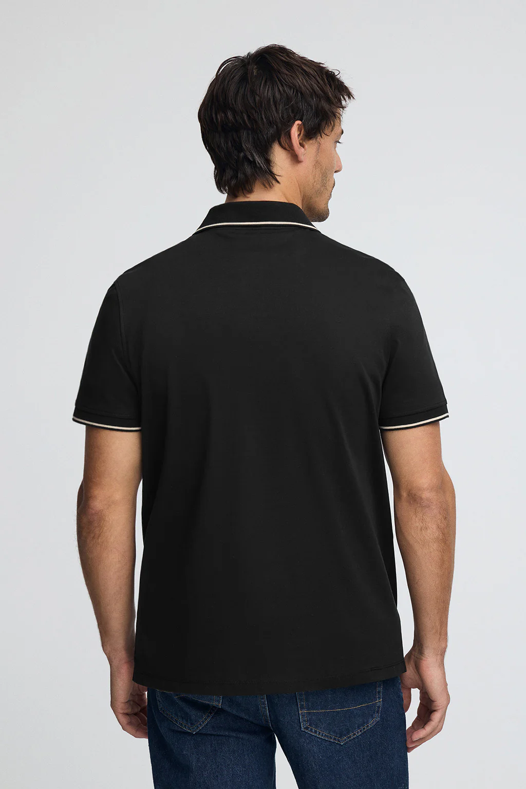 Black polo shirt Perseo with Polo Club rubber patch - Image 5