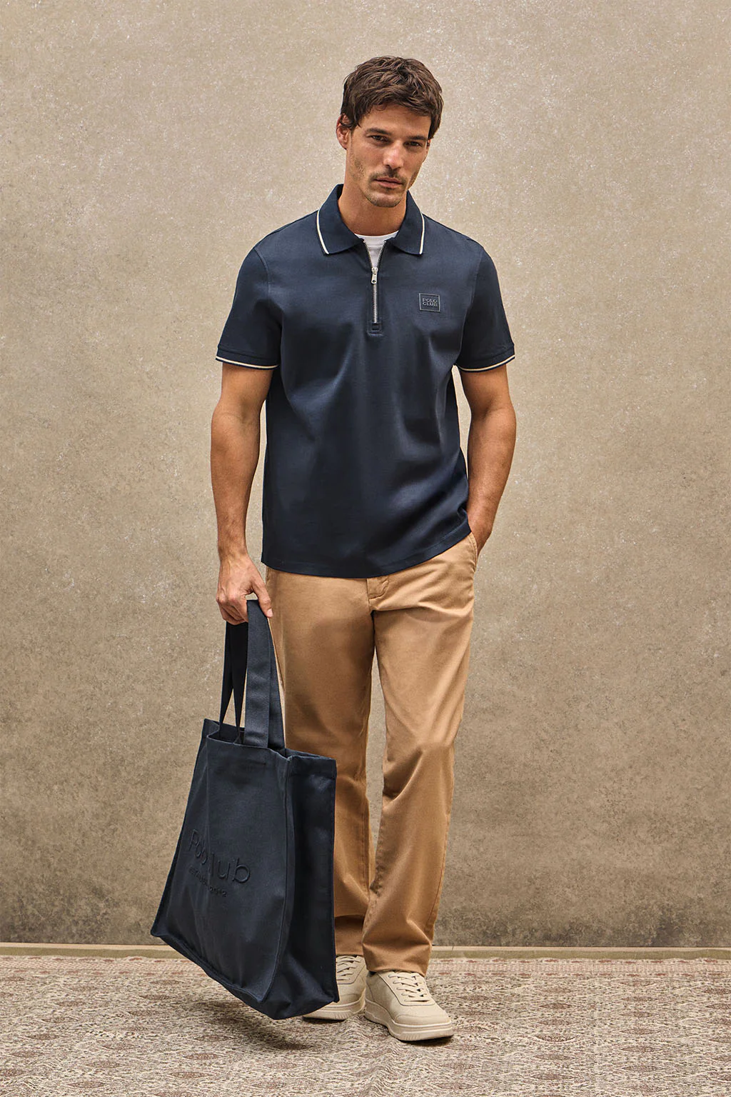 Navy-blue polo shirt Perseo with Polo Club rubber patch