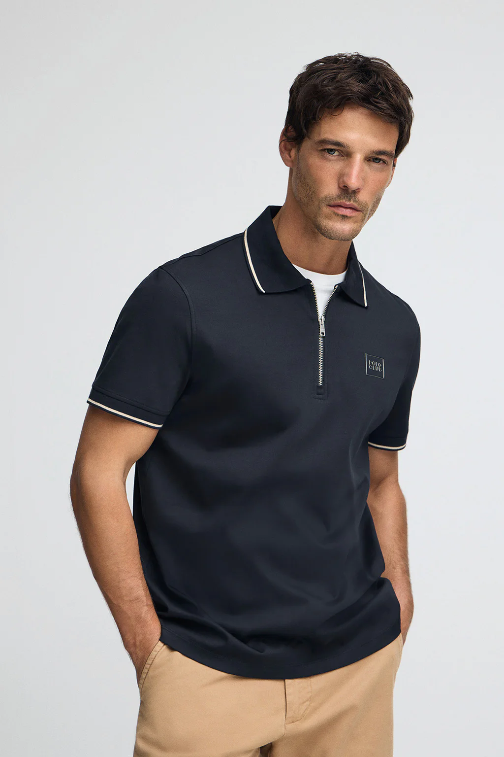 Navy-blue polo shirt Perseo with Polo Club rubber patch - Image 2