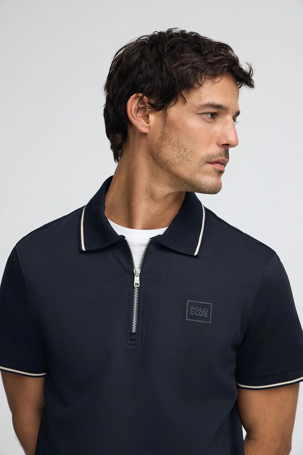 Navy-blue polo shirt Perseo with Polo Club rubber patch - Image 3