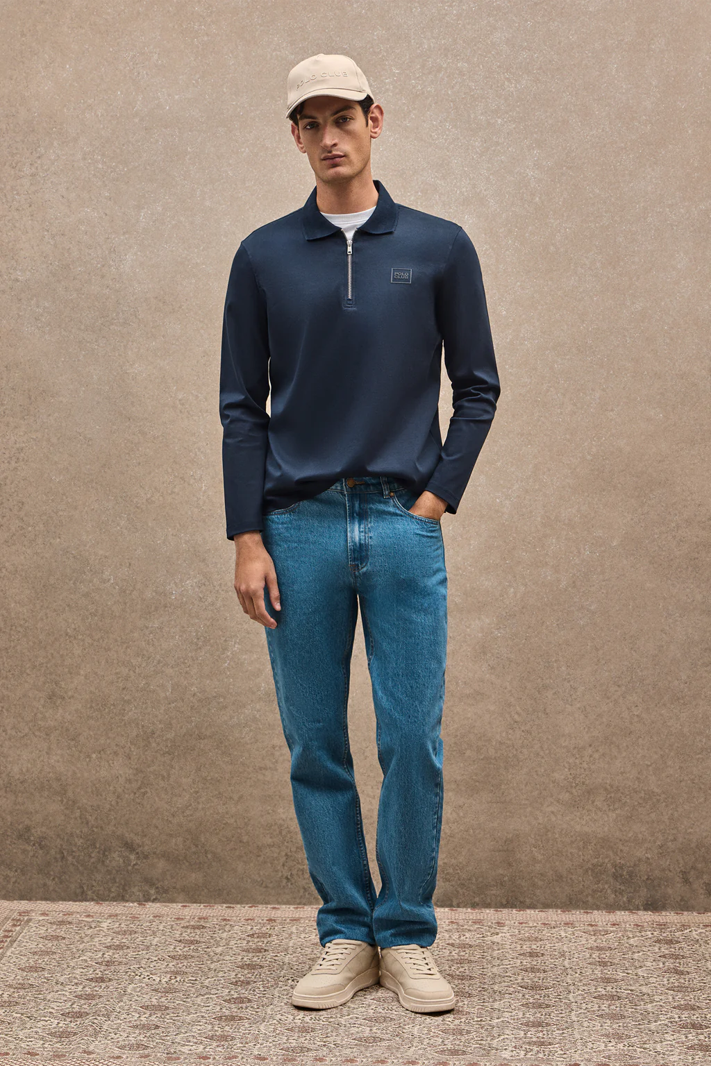 Navy-blue polo shirt Peter with Polo Club rubber patch - Image 2