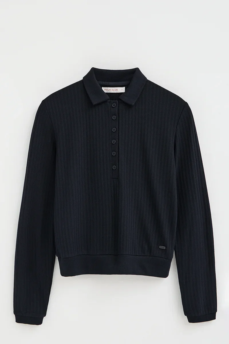 Navy-blue ribbed polo shirt Polo Club - Image 10