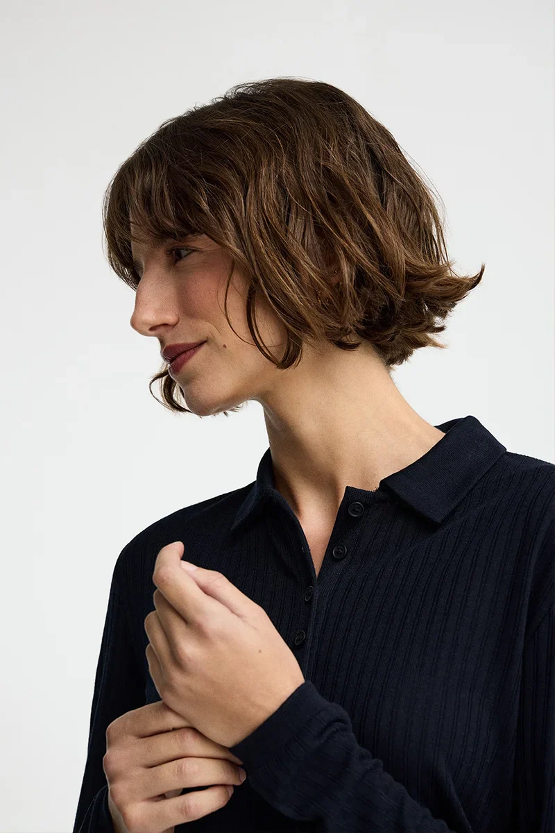Navy-blue ribbed polo shirt Polo Club - Image 3