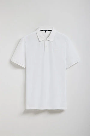 White two-button Portos polo shirt with Polo Club rubberised twill patch detail - Image 10