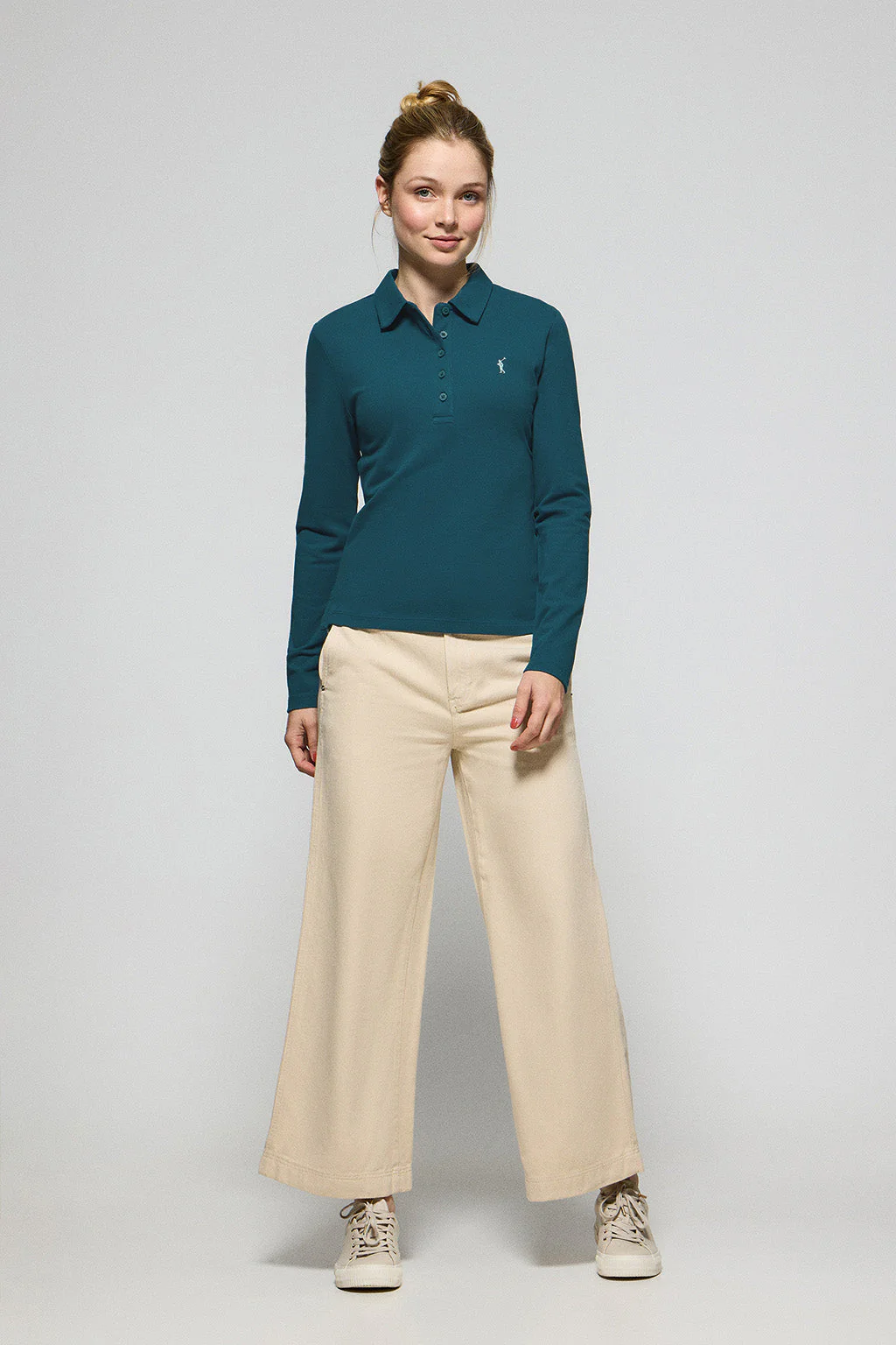 Blue five-button polo shirt Priyanka with Rigby Go embroidery - Image 3