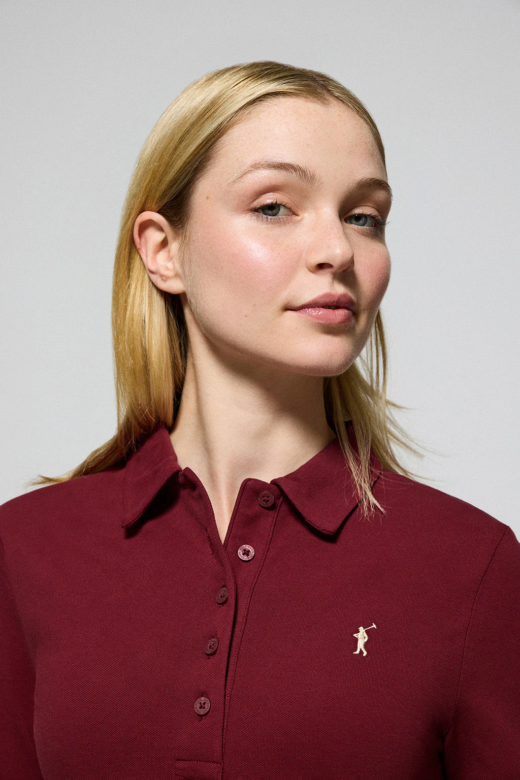 Maroon five-button polo shirt Priyanka with Rigby Go embroidery - Image 2