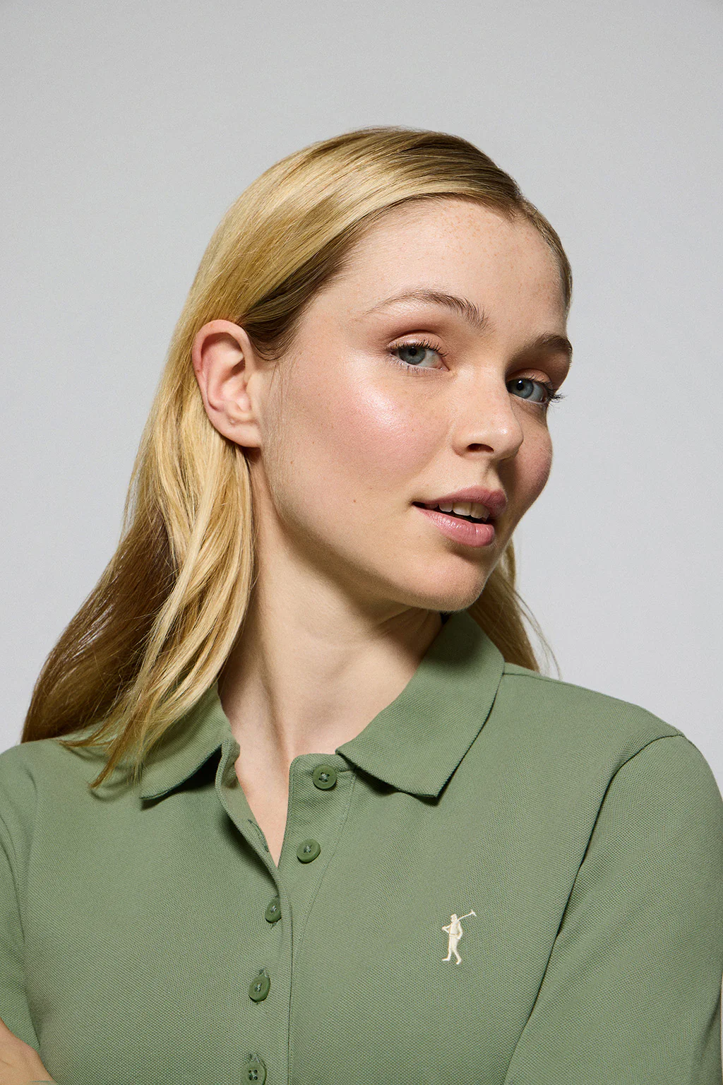 Jade-green five-button polo shirt Priyanka with Rigby Go embroidery - Image 3